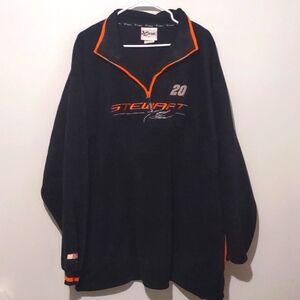Tony Stewart Fleece Jacket Pullover Hoodie 1/4 Zip Sweater Mens 2XL Black Orange